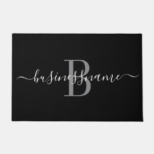 Monogram Custom Business Logo Black and White  Doormat