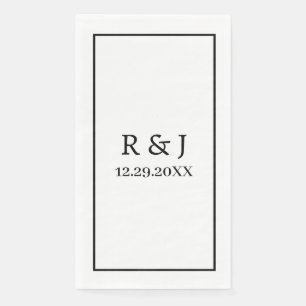 Monogram Custom Couple Name Wedding Black White Napkin