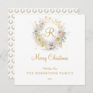 Monogram Custom Family Name Christmas Card 