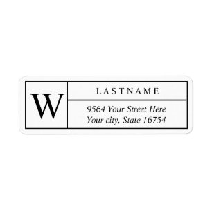 Monogram Custom Family Name  Return Address Label