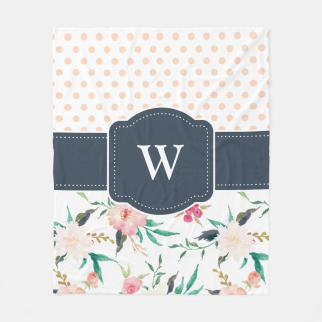Monogram Custom Fleece Blanket Floral (Front)
