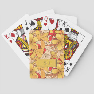Monogram Custom Fun Tropical Floral Pattern Playing Cards
