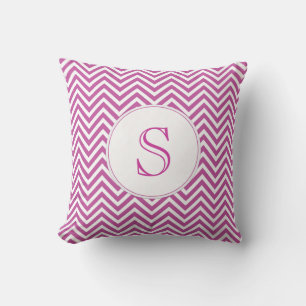 Monogram Custom Initial Modern Purple Chevron Art Cushion
