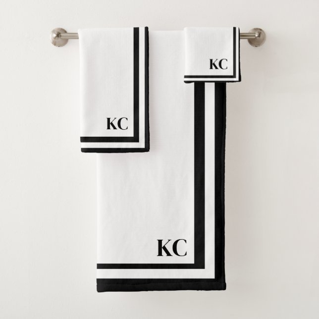 Monogram Custom Initials - Hotel Border Towel Set (Insitu)