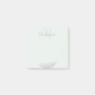 Monogram Custom Name Angel Feather Mint Grey Post-it Notes