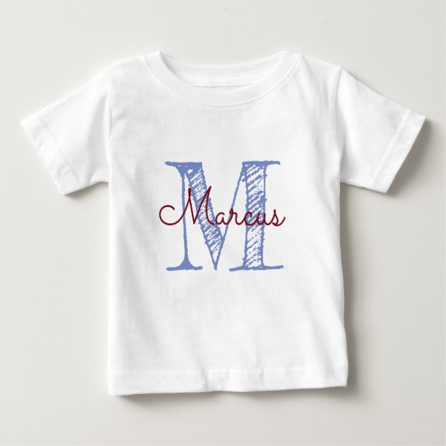 Monogram Custom Name Baby Boy Baby T-Shirt (Front)