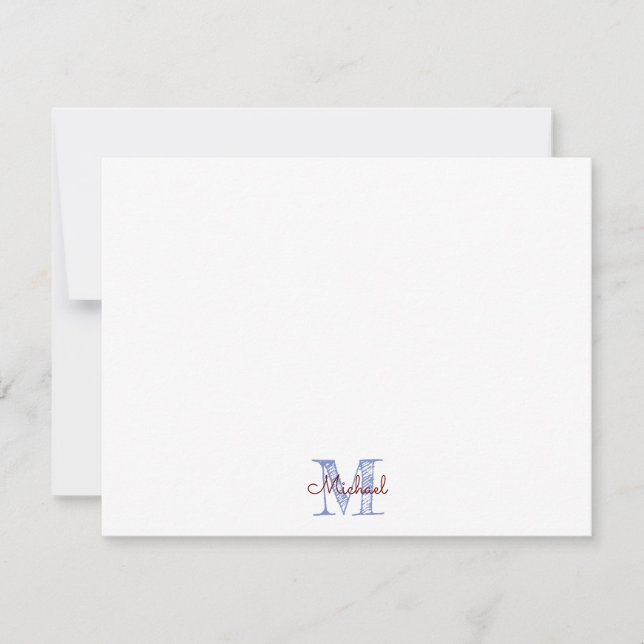 Monogram Custom Name Boy  Note Card (Front)