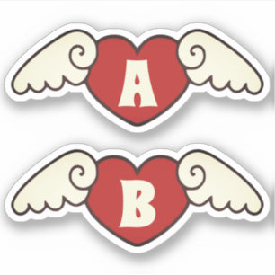 Monogram Custom Name Cool Flying Hearts with Wings