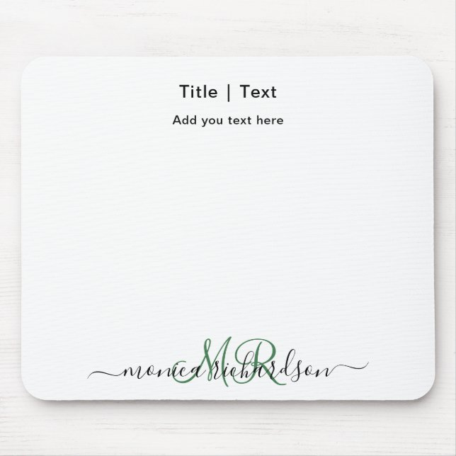 Monogram | Custom Name | Custom Text Minimalist Mouse Pad (Front)