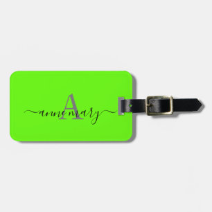Monogram Custom Name Initial Lime Green Gift Favou Luggage Tag