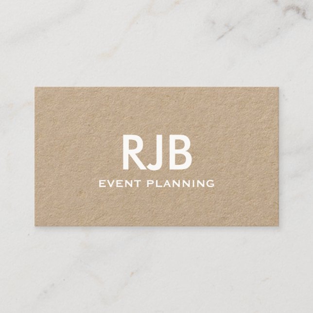 Monogram Custom Name Kraft Paper Simple Business Card (Front)