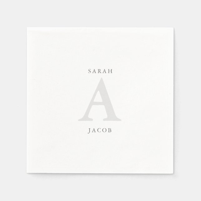 Monogram Custom Names Wedding Cocktail Napkin (Front)