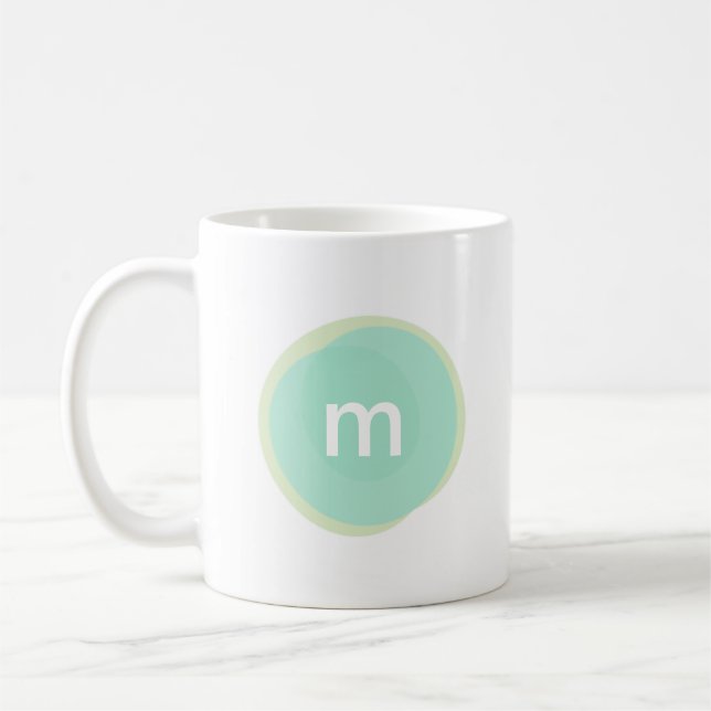 Monogram Custom Personalised in Mint and Green Coffee Mug (Left)