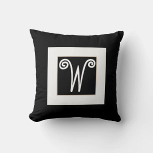 monogram custom pillow bold black and white decor