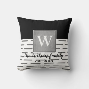 monogram custom pillow grey and white