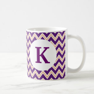 Monogram Custom Printed Coffee Mug Purple Chevron
