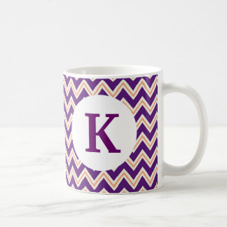 Monogram Custom Printed Coffee Mug Purple Chevron