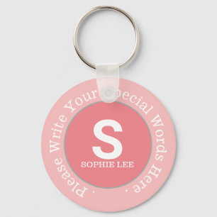 monogram & custom text on nice promo pink key ring