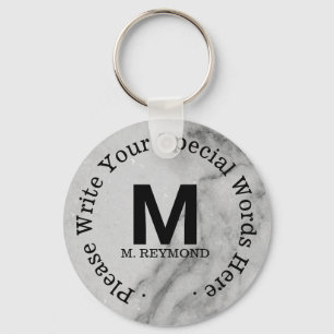 monogram + custom text on promotional key ring