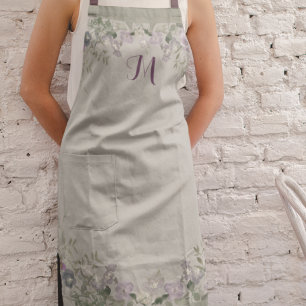 Monogram Custom Watercolor Floral  Apron