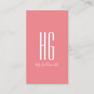 Monogram Customisable Modern Pink Business Card