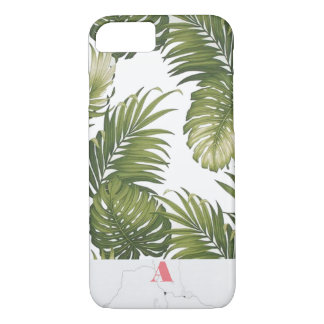 Monogram Customisable Palm Tree Marble Initial iPhone 8/7 Case