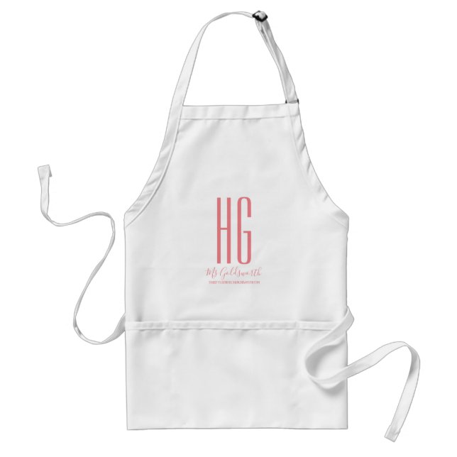 Monogram Customisable Pink Text on Standard Apron (Front)