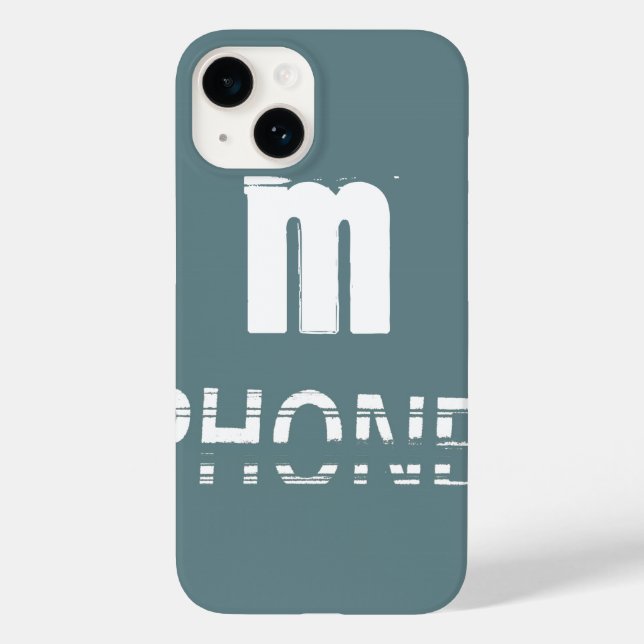 Monogram Customisable Teal Cool Modern Case-Mate iPhone Case (Back)