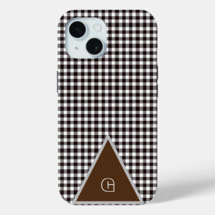 Monogram Customise Chic Plaid iPhone 15 Case