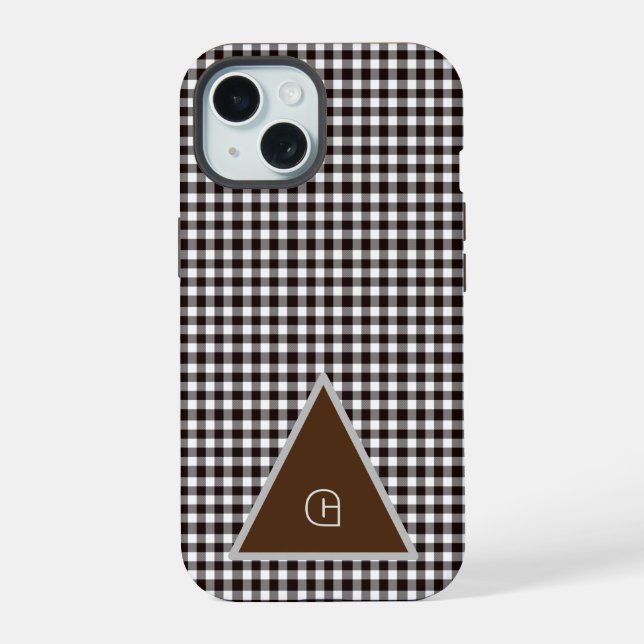   Monogram Customise Chic Plaid iPhone 15 Case (Back)