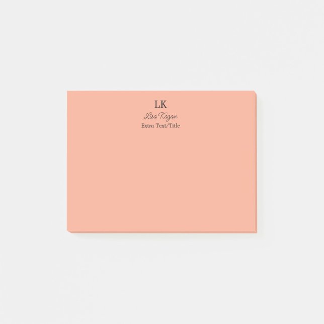 Monogram Customised Initials Name & Title Post-it Notes (Front)