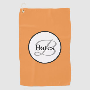 Monogram Customised Orange White Golf Towel