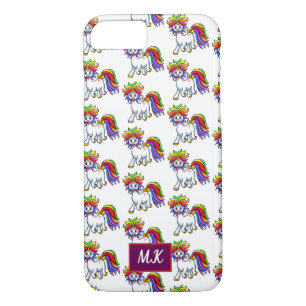 Monogram Cute Baby Unicorn Rainbow Hair iPhone 8/7 Case