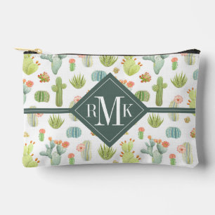 Monogram Cute Cactus Standing Pattern Accessory Pouch