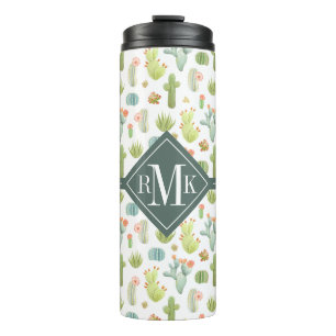 Monogram Cute Cactus Standing Pattern Thermal Tumbler