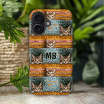 Monogram Cute Cats Knitted Girly Personalised iPhone 16 Case<br><div class="desc">Monoram Cute Cats Knitted Girly Personalised iPhone 16 Cases features cute cats peeping through an orange and blue kintted pattern. Personalised with your custom monogram. Perfect as a gift for cat lovers for Christmas,  birthday,  holidays and more. Designed by ©2024 Evco Studio www.zazzle.com/store/evcostudio</div>