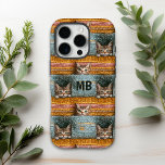 Monogram Cute Cats Knitted Girly Personalised iPhone 16 Pro Case<br><div class="desc">Monoram Cute Cats Knitted Girly Personalised iPhone 16 Pro Cases features cute cats peeping through an orange and blue kintted pattern. Personalised with your custom monogram. Perfect as a gift for cat lovers for Christmas,  birthday,  holidays and more. Designed by ©2024 Evco Studio www.zazzle.com/store/evcostudio</div>
