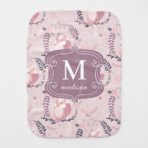 Monogram Cute Foxes Pink Modern Adorable Girly