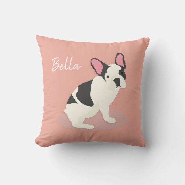 Monogram. Cute French Bulldog. Cushion (Front)