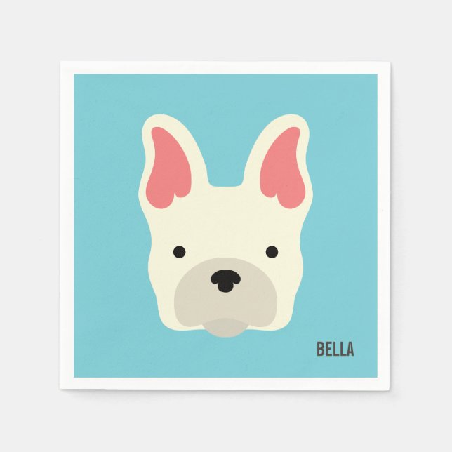 Monogram. Cute French Bulldog. Napkin (Front)