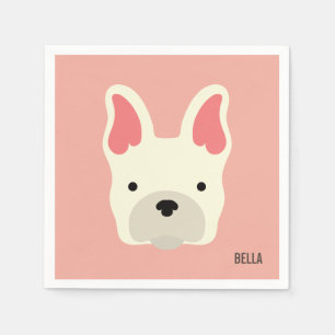 Monogram. Cute French Bulldog. Napkin
