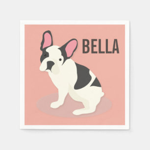 Monogram. Cute French Bulldog. Napkin