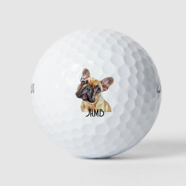 Monogram Cute French Bulldog Pet animal Golf Balls (Front)