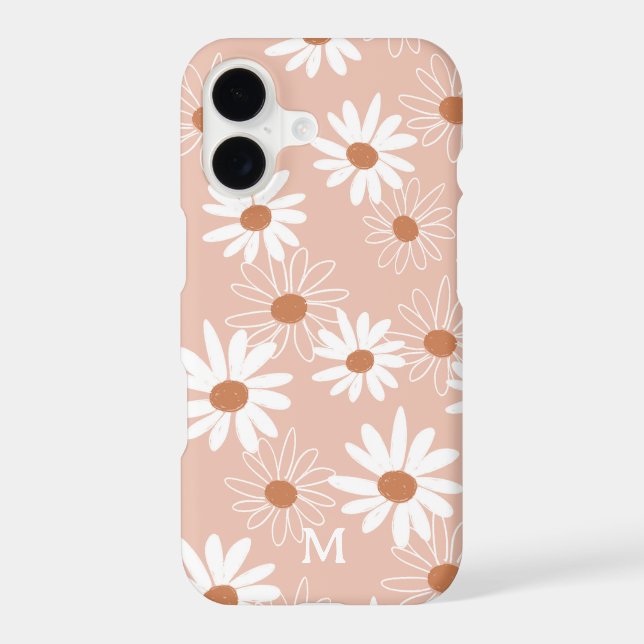 Monogram Cute Girly Floral Daisies  Case-Mate iPho (Back)