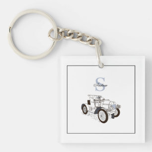 Monogram Cute Graphics Personalised Black Car Key Ring