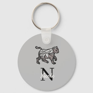 Monogram Cute Graphics Personalised Black Cet Key Ring