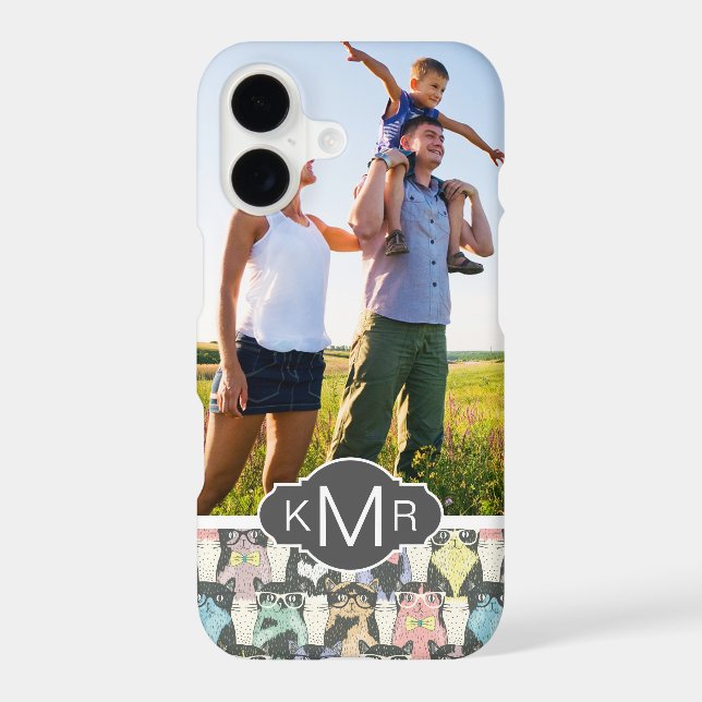 Monogram | Cute Hipster Cats Pattern (Back)