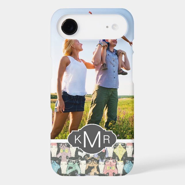 Monogram | Cute Hipster Cats Pattern Case-Mate iPhone Case (Back)