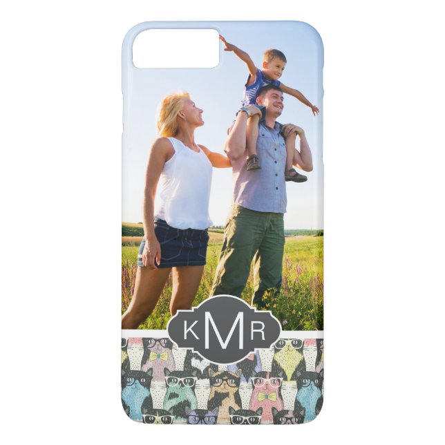 Monogram | Cute Hipster Cats Pattern Case-Mate iPhone Case (Back)