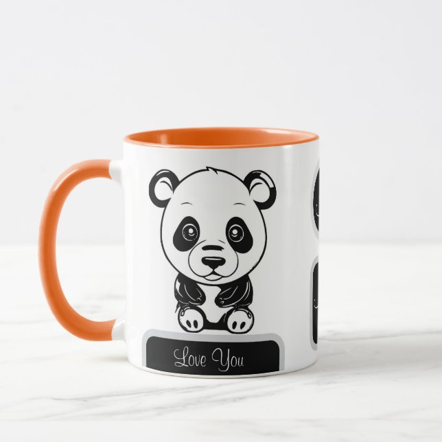 Monogram Cute Kawaii Panda Bear Personalised Love Mug (Left)
